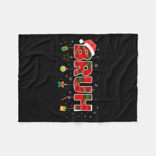 Bruh Funny Christmas Red Plaid Teens Boys Kids Xma Fleecedecke (Vorderseite (Horizontal))