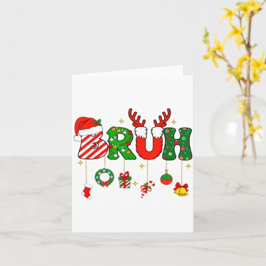 Bruh Funny Christmas Red Plaid Teens Boys Kids Xma Karte (Gelbe Blume)
