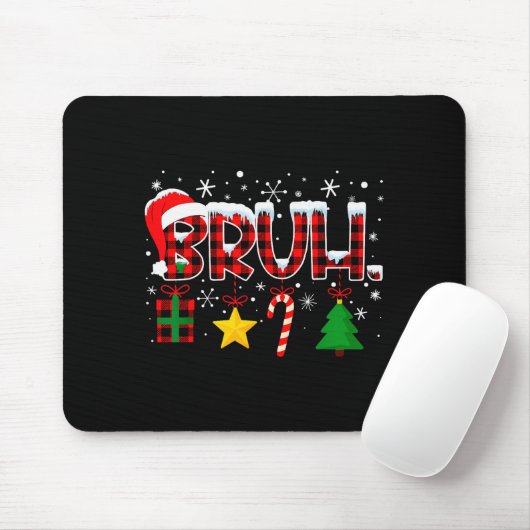 Bruh Funny Christmas Red Plaid Teens Boys Kids Xma Mousepad (Mit Mouse)