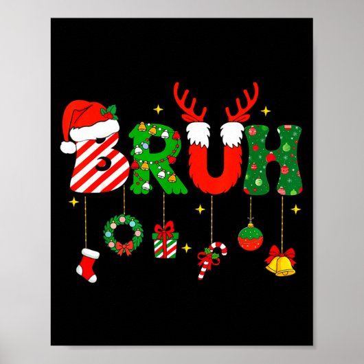 Bruh Funny Christmas Red Plaid Teens Boys Kids Xma Poster (Vorne)