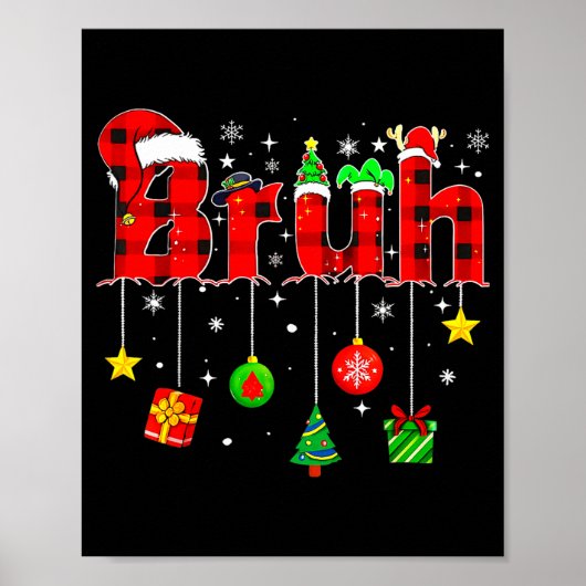 Bruh Funny Christmas Red Plaid Teens Boys Kids Xma Poster (Vorne)