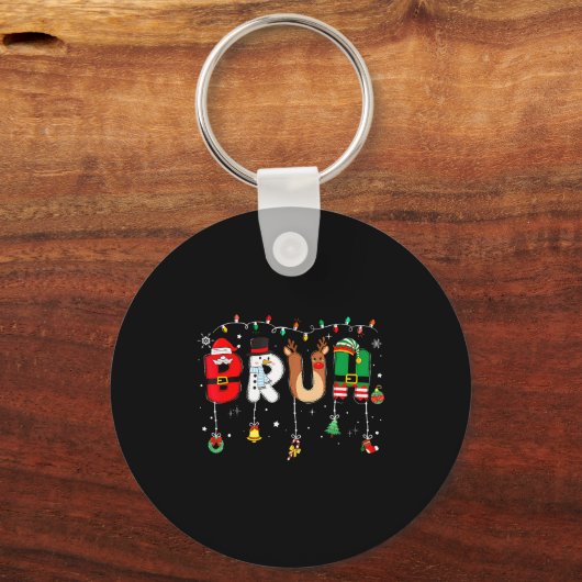 Bruh Funny Christmas Red Plaid Teens Boys Kids Xma Schlüsselanhänger (Vorderseite)