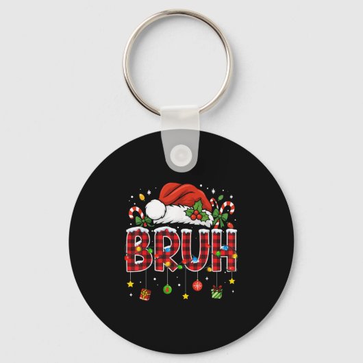 Bruh Funny Christmas Red Plaid Teens Boys Kids Xma Schlüsselanhänger (Vorderseite)