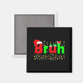Bruh Funny Christmas Santa Hat Teens Boys Kids Xma Magnet (Vorderseite/Rückseite)
