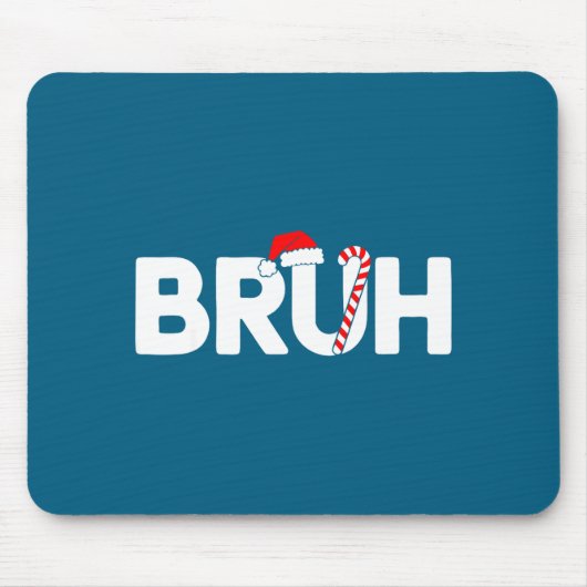 Bruh Funny Christmas Santa Hat Teens Boys Kids Xma Mousepad (Vorne)