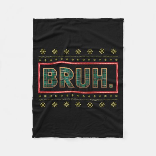 Bruh Funny Christmas Xmas Pajamas Men Women Family Fleecedecke (Vorderseite)