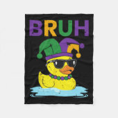Bruh Funny Duck Mardi Gras Rubber Duck with Jester Fleecedecke (Vorderseite)
