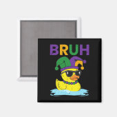 Bruh Funny Duck Mardi Gras Rubber Duck with Jester Magnet (Vorderseite/Rückseite)
