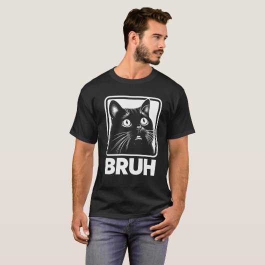 Bruh Funny Meme Cat T - Shirt (Vorne ganz)