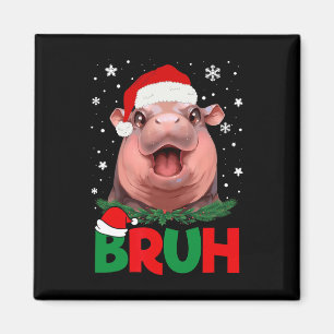 Bruh Funny Moo Deng Teens Boys Kids Christmas Paja Magnet