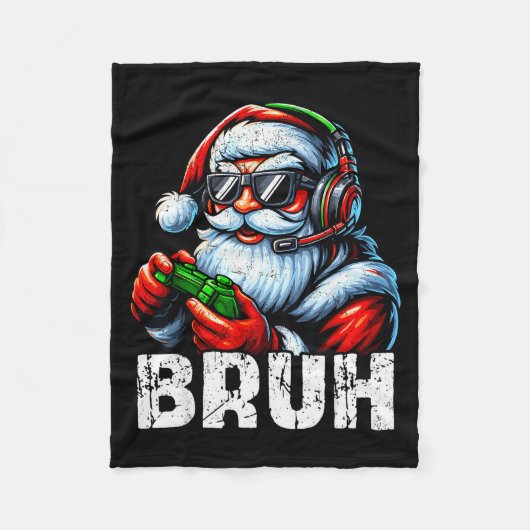 Bruh Funny Santa Gaming Gamer Pjs Christmas Xmas M Fleecedecke (Vorderseite)