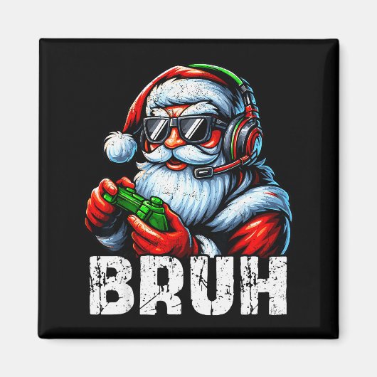 Bruh Funny Santa Gaming Gamer Pjs Christmas Xmas M Magnet (Vorne)