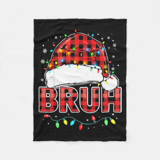 Bruh Funny Santa Hat Lights Christmas  Fleecedecke
