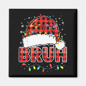 Bruh Funny Santa Hat Lights Christmas  Magnet (Vorne)