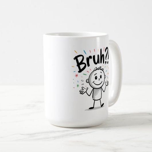 Bruh? Funny Strichmännchen Cartoon Kaffeetasse (VorderseiteRechts)