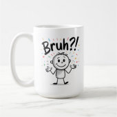 Bruh? Funny Strichmännchen Cartoon Kaffeetasse (Links)