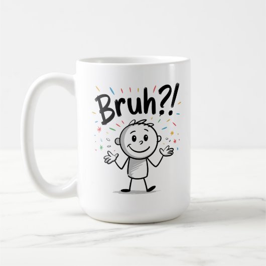 Bruh? Funny Strichmännchen Cartoon Kaffeetasse (Links)