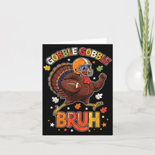 Bruh Funny Thanksgiving Turkey Gobble Football Boy Karte (Vorderseite)