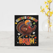 Bruh Funny Thanksgiving Turkey Gobble Football Boy Karte (Gelbe Blume)