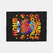 Bruh Funny Thanksgiving Turkey Gobble Outfit Boys  Fleecedecke (Vorderseite (Horizontal))