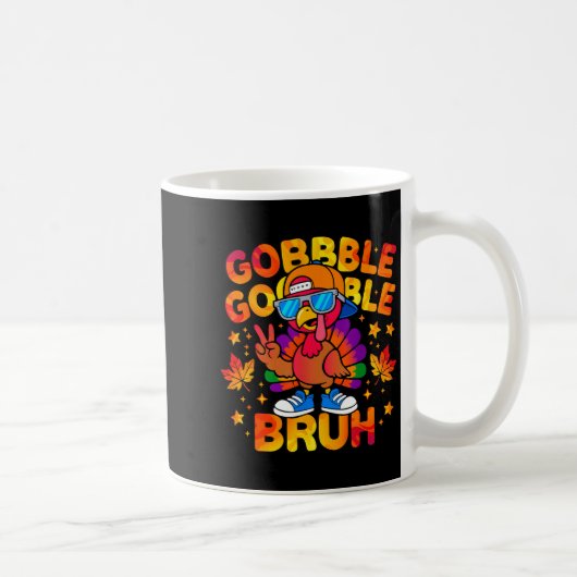 Bruh Funny Thanksgiving Turkey Gobble Outfit Boys  Kaffeetasse (Rechts)