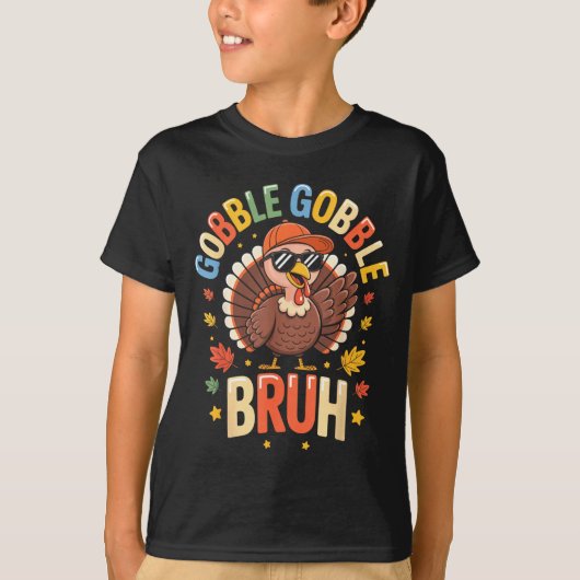 Bruh Funny Thanksgiving Turkey Gobble Shirt Boys G (Vorderseite)