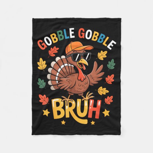 Bruh Funny Thanksgiving Turkey Gobble Shirt Boys G Fleecedecke (Vorderseite)