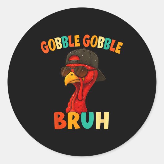 Bruh Funny Thanksgiving Turkey Gobble Shirt Boys G Runder Aufkleber (Vorderseite)