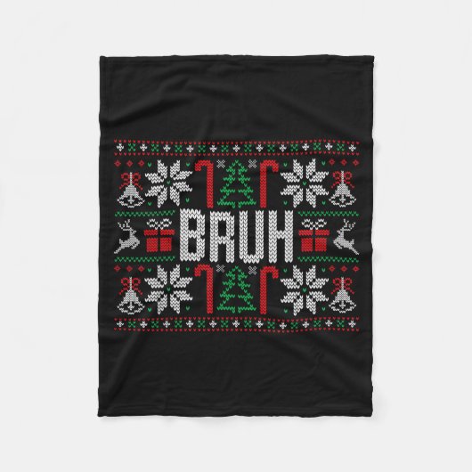 Bruh Funny Ugly Christmas Teens Boys Kids Xmas Paj Fleecedecke (Vorderseite)