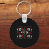 Bruh Funny Ugly Christmas Teens Boys Kids Xmas Paj Schlüsselanhänger (Vorderseite)