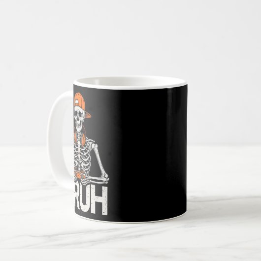 Bruh Gamer Skeleton Halloween Video Game Controlle Kaffeetasse (Vorderseite Links)