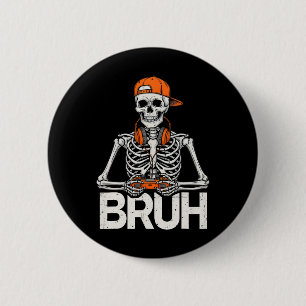 Bruh Gamer Skelett Halloween Videospiel Controller Button