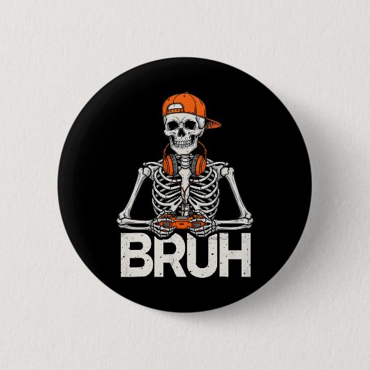Bruh Gamer Skelett Halloween Videospiel Controller Button (Vorderseite)