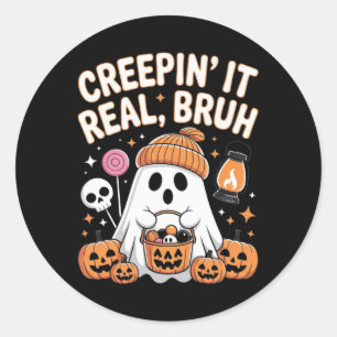 Bruh Geist Halloween Süßer Geist Süßigkeiten oder Runder Aufkleber