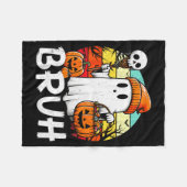 Bruh Ghost Funny Halloween Boo Soky Halloween Bruh Fleecedecke (Vorderseite (Horizontal))