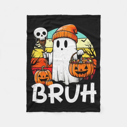 Bruh Ghost Funny Halloween Boo Soky Halloween Bruh Fleecedecke (Vorderseite)