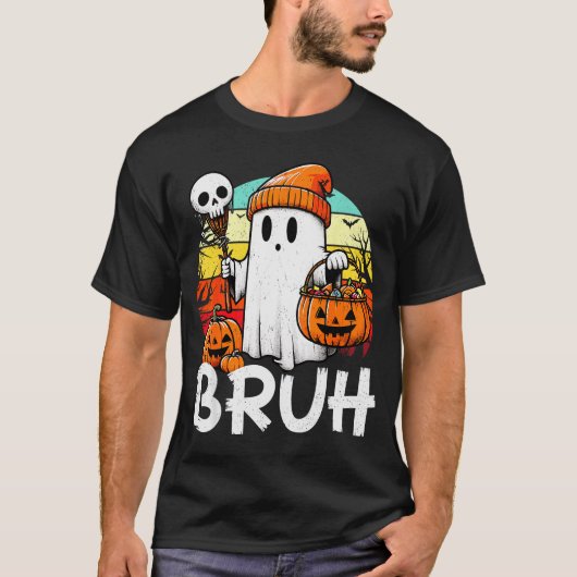 Bruh Ghost Funny Halloween Boo Soky Halloween Bruh T-Shirt (Vorderseite)