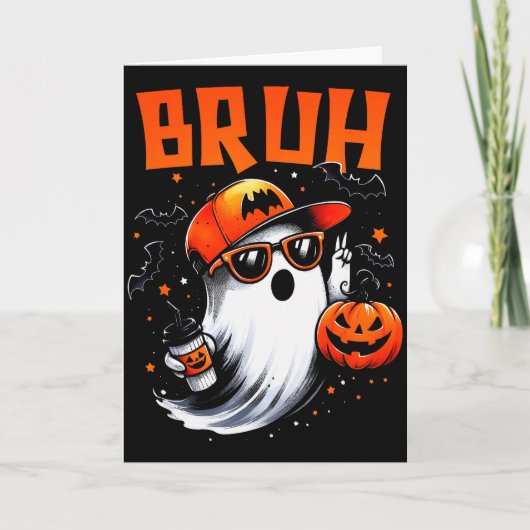 Bruh Ghost Halloween Cute Ghost Trick Or Treat Can Karte (Vorderseite)