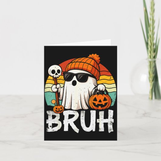 Bruh Ghost Halloween Cute Ghost Trick Or Treat Can Karte (Vorderseite)