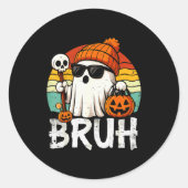 Bruh Ghost Halloween Cute Ghost Trick Or Treat Can Runder Aufkleber (Vorderseite)