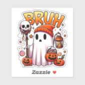 Bruh Ghost Halloween Niedlich Ghost Trick oder Tre Aufkleber (Blatt)