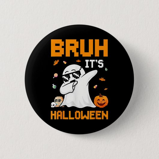 Bruh Ghost Halloween Niedlich Ghost Trick oder Tre Button (Vorderseite)