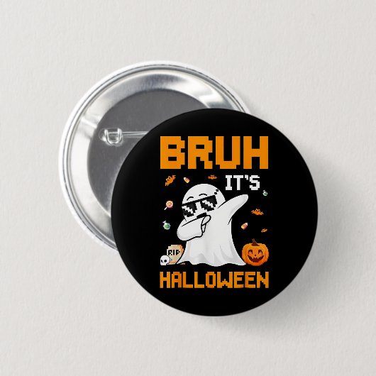 Bruh Ghost Halloween Niedlich Ghost Trick oder Tre Button (Vorne & Hinten)