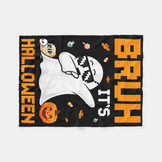 Bruh Ghost Halloween Niedlich Ghost Trick oder Tre Fleecedecke (Vorderseite (Horizontal))