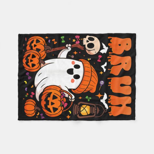Bruh Ghost Halloween Niedlich Ghost Trick oder Tre Fleecedecke (Vorderseite (Horizontal))