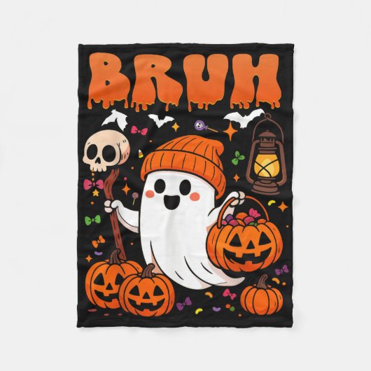 Bruh Ghost Halloween Niedlich Ghost Trick oder Tre Fleecedecke (Vorderseite)