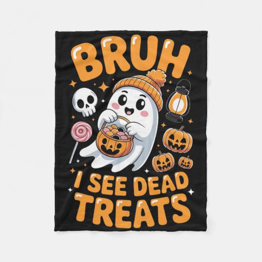 Bruh Ghost Halloween Niedlich Ghost Trick oder Tre Fleecedecke (Vorderseite)