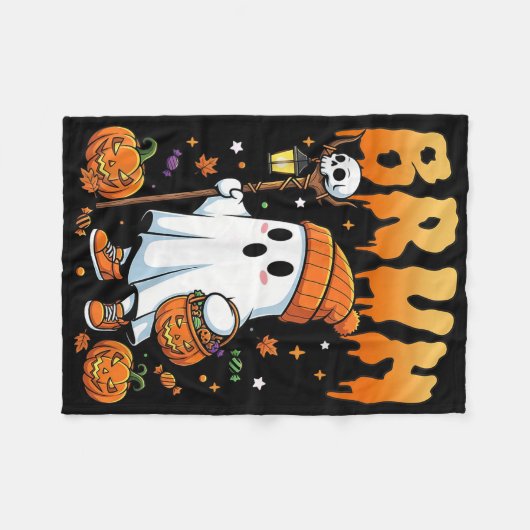 Bruh Ghost Halloween Niedlich Ghost Trick oder Tre Fleecedecke (Vorderseite (Horizontal))