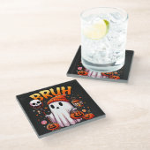 Bruh Ghost Halloween Niedlich Ghost Trick oder Tre Glasuntersetzer (Schrägansicht)
