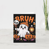 Bruh Ghost Halloween Niedlich Ghost Trick oder Tre Karte (Vorderseite)